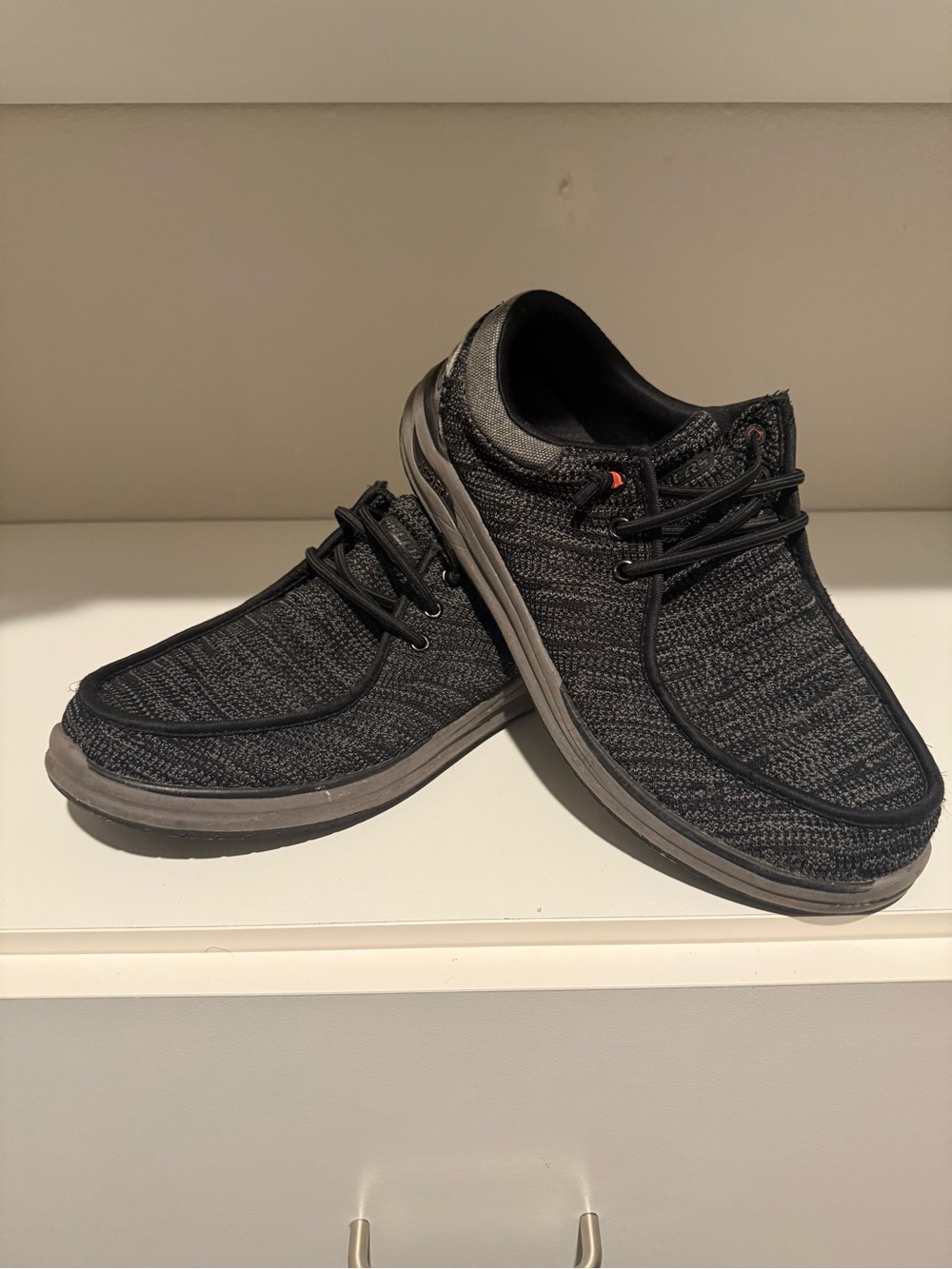 Skechers Men's Black and Gray Knit Slip-On Sneakers